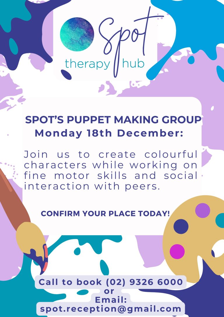 Spots puppet making group therapy session