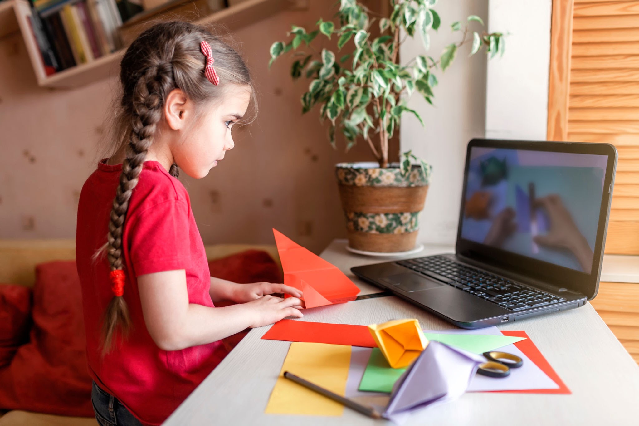 girl in a telehealth occupational therapy session